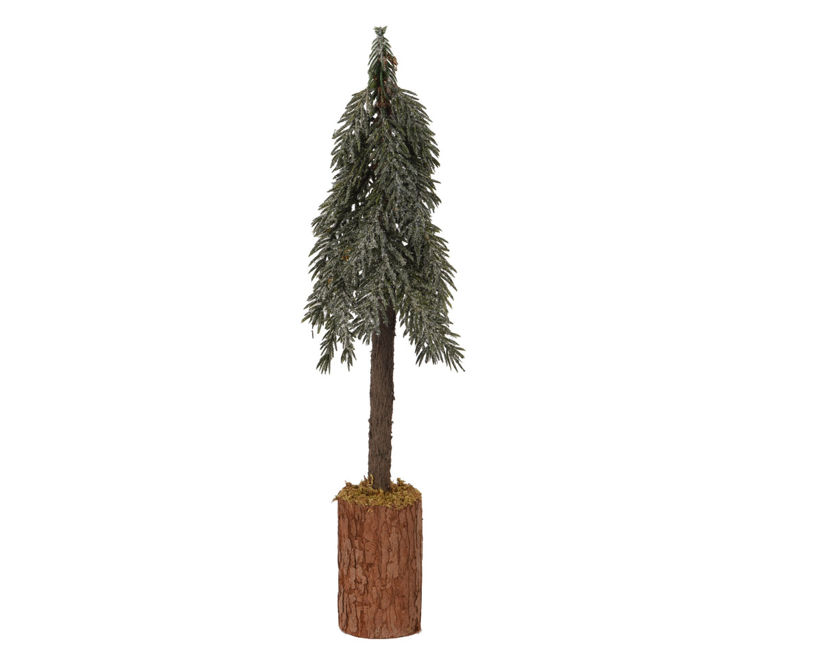 Slim frosted tree with bark base, 45cm