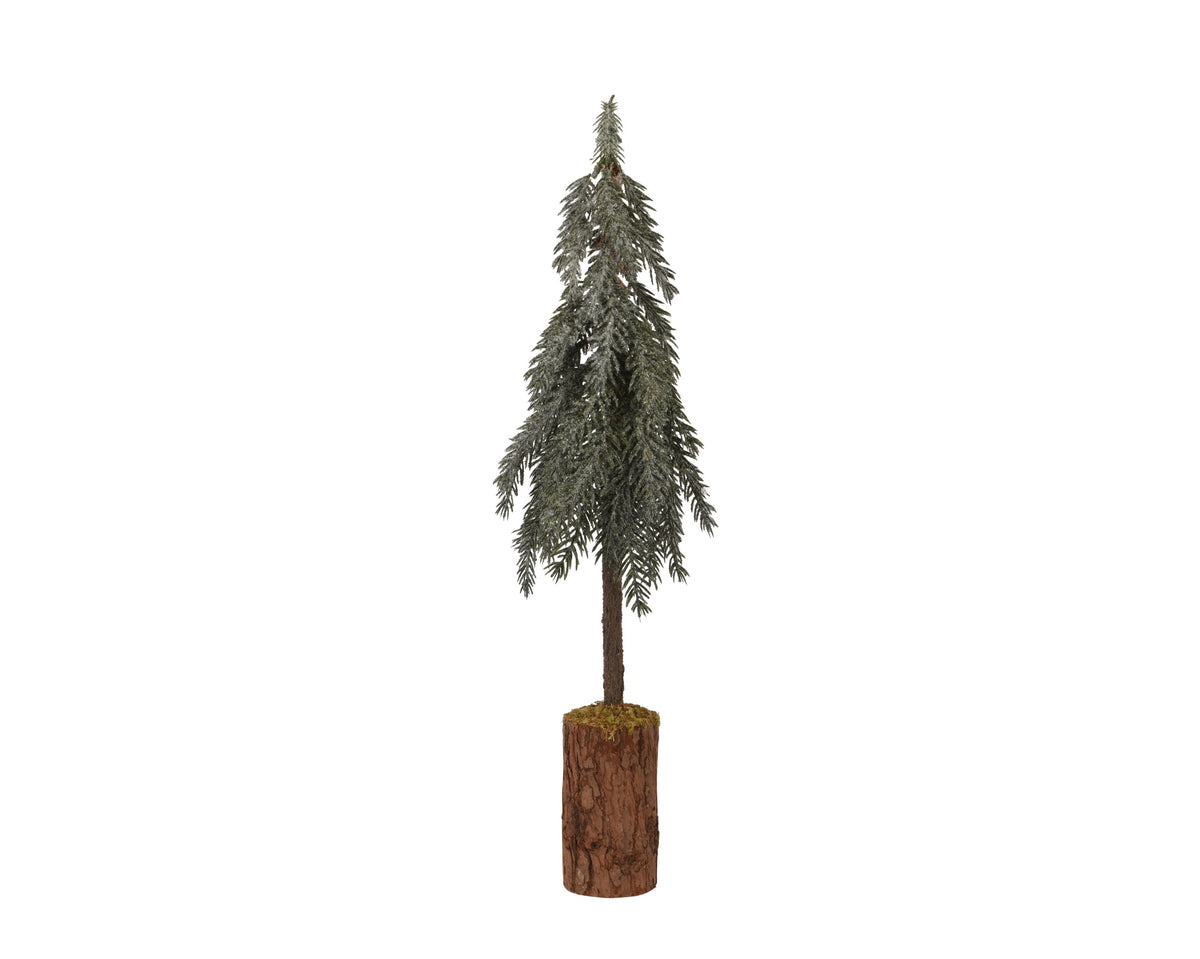 Slim frosted tree with bark base, 60cm