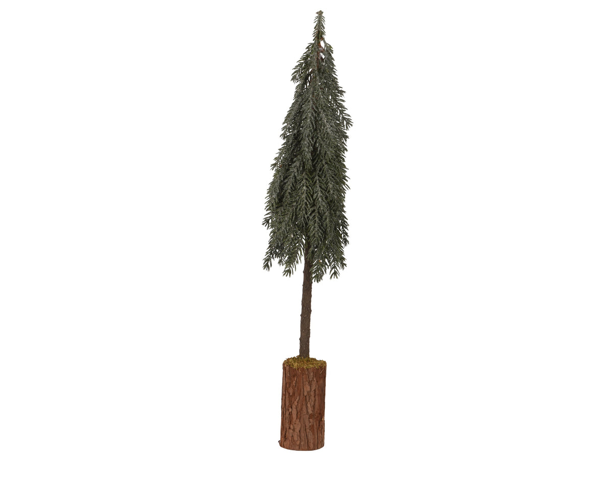 Slim frosted tree with bark base, 78cm