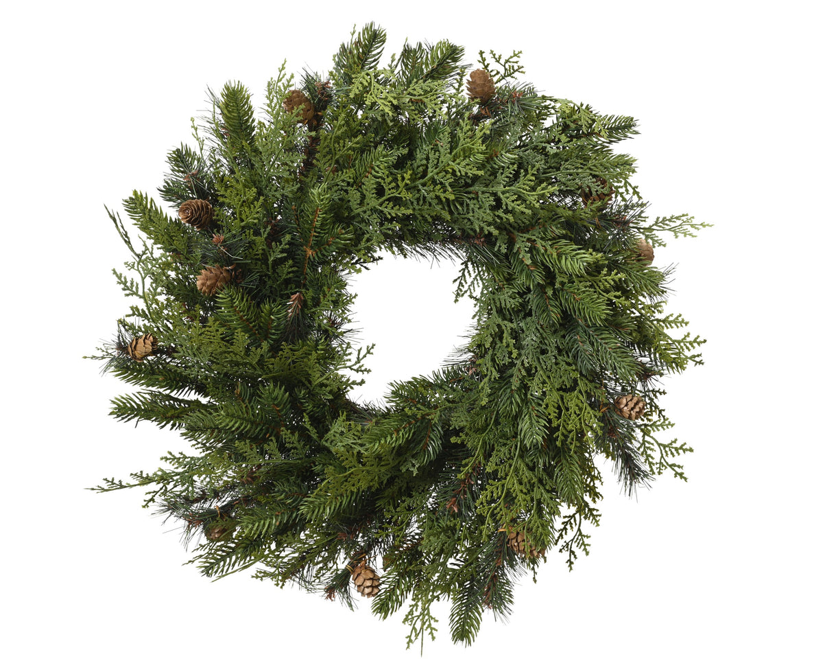 Cypress wreath with pinecones