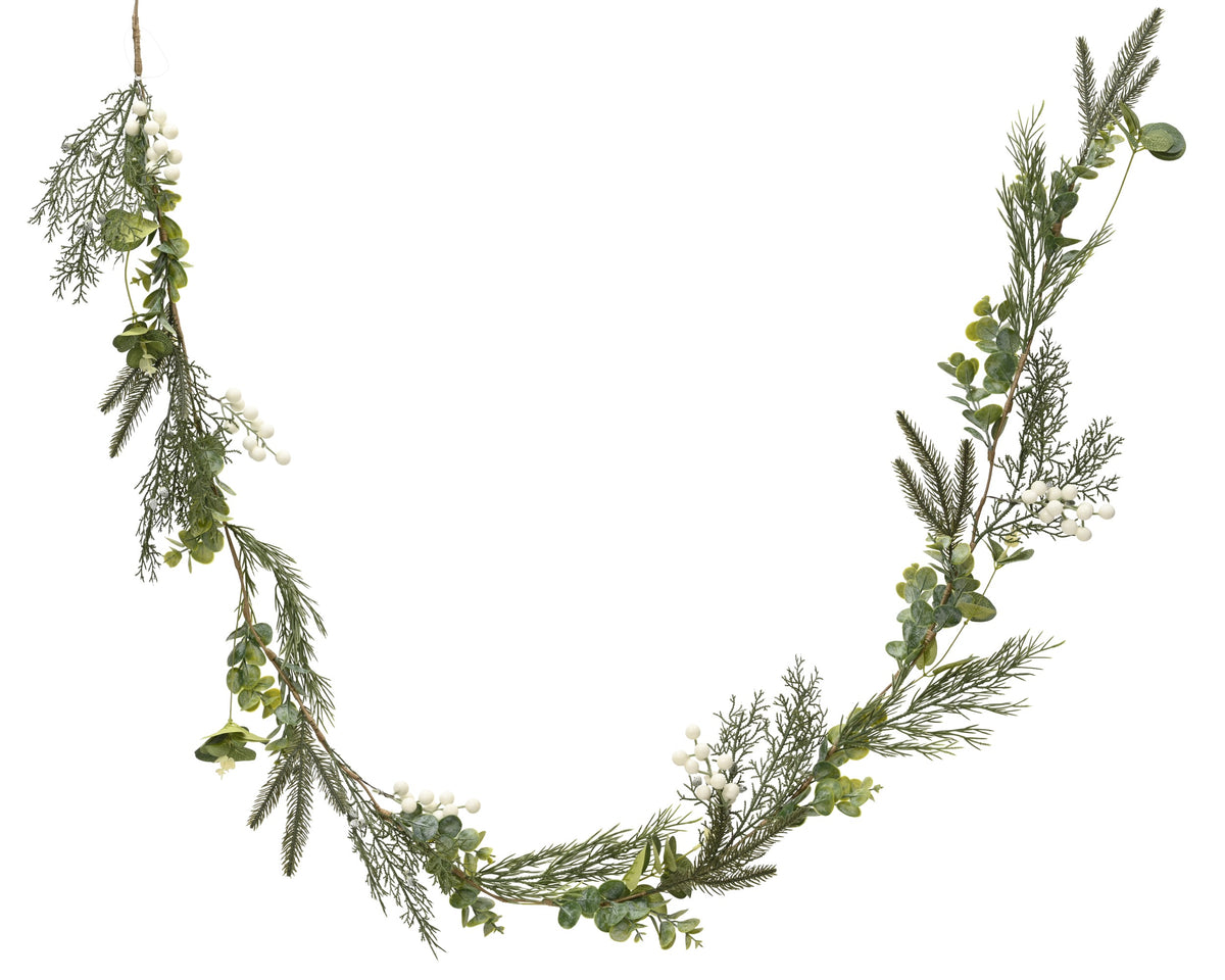 Slim white berry garland