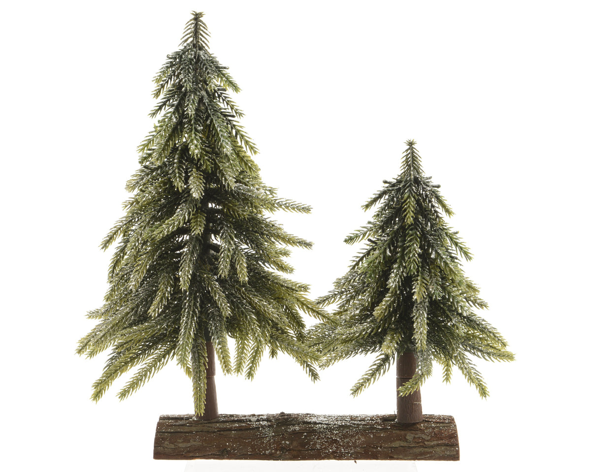 Mini glitter trees on log