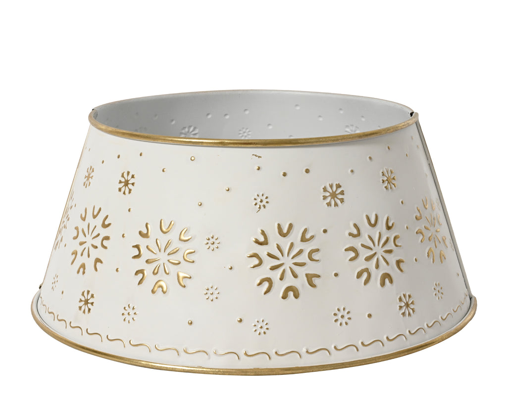 White and gold snowflake tree skirt/ring (up to 8ft)