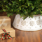 White and gold snowflake tree skirt/ring (up to 8ft)