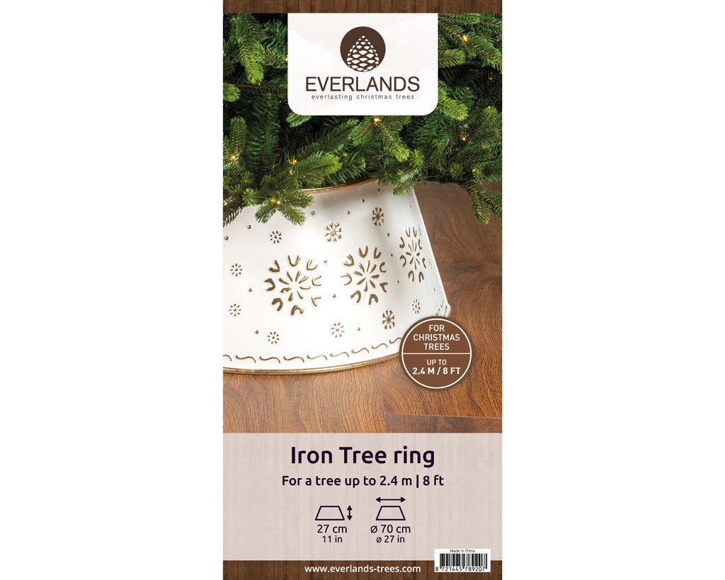 White and gold snowflake tree skirt/ring (up to 8ft)