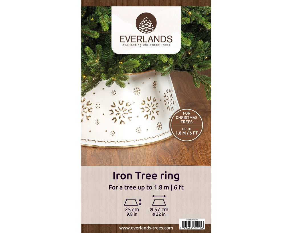 White and gold snowflake small tree skirt/ring (up to 6ft or slim 7ft)
