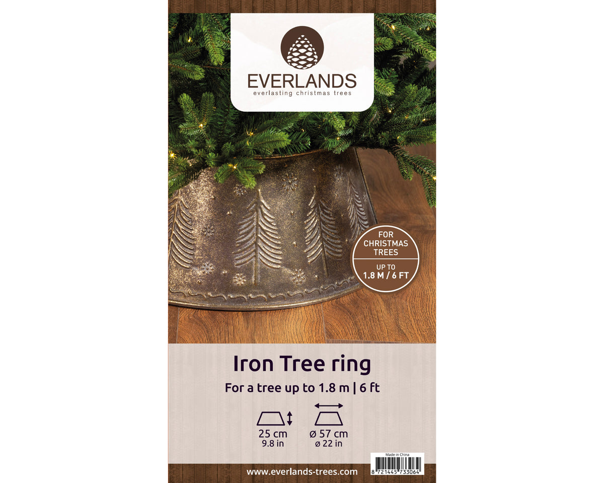 Antique gold small tree skirt/ring with embossed tree (up to 6ft or slim 7ft)