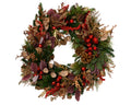 Red berry, gold leaf and pine cone wreath