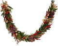 Red berry, gold leaf and pine cone garland