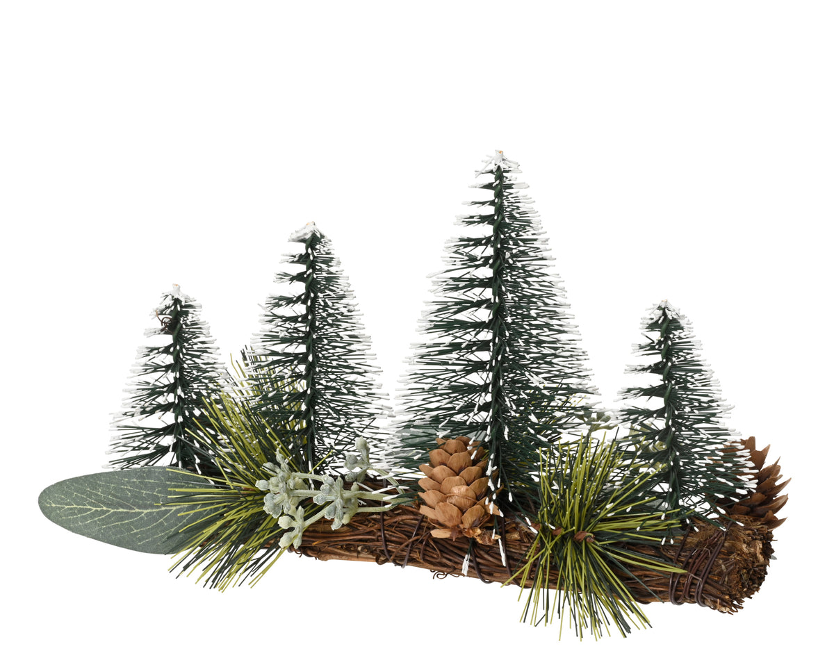 Snow tipped mini tree table piece