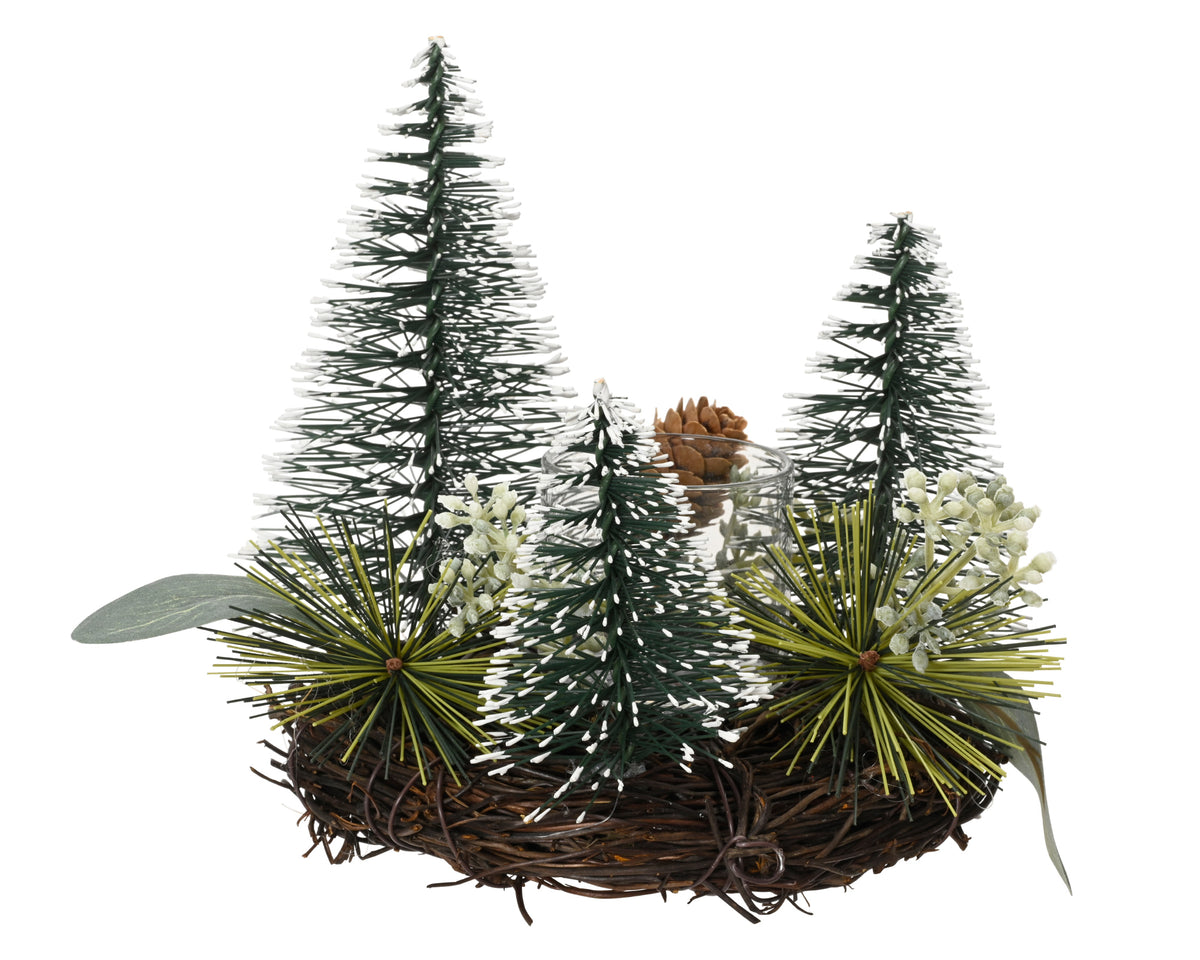 Snow tipped mini tree candle holder