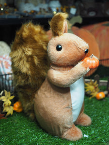 Brown Foam Squirrel Holding a Pumpkin