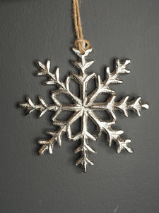 Metal cutout snowflake hanging dec