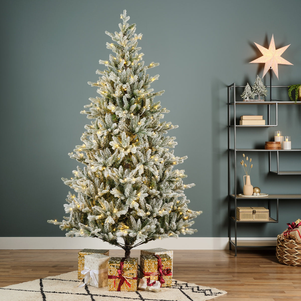 Allison Pine Snowy Pre-Lit 7ft Christmas Tree