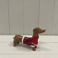 Ceramic sausage dog with Christmas sweater and scarf - small