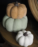 Cotton white small ceramic pumpkin ornament