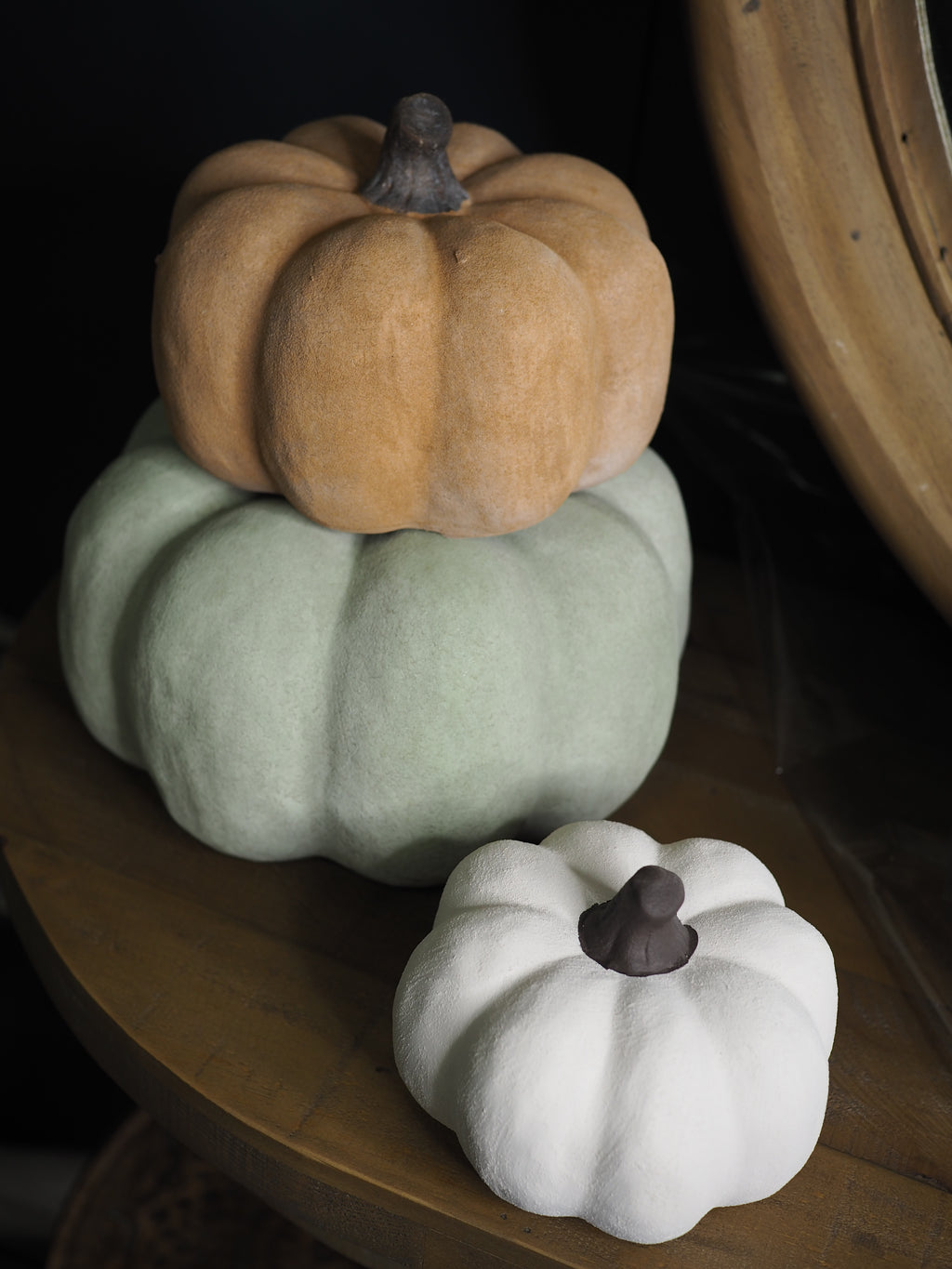 Pale Orange Ceramic Pumpkin Ornament