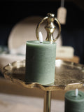 Green LED wax pillar candle (11.2cmH)