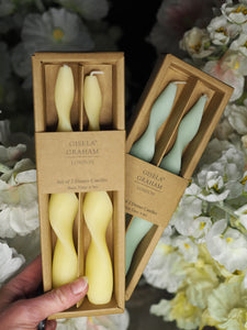 Pastel green twist dinner candles