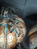 Copper Antiqued Metal Pumpkin Ornament, Large
