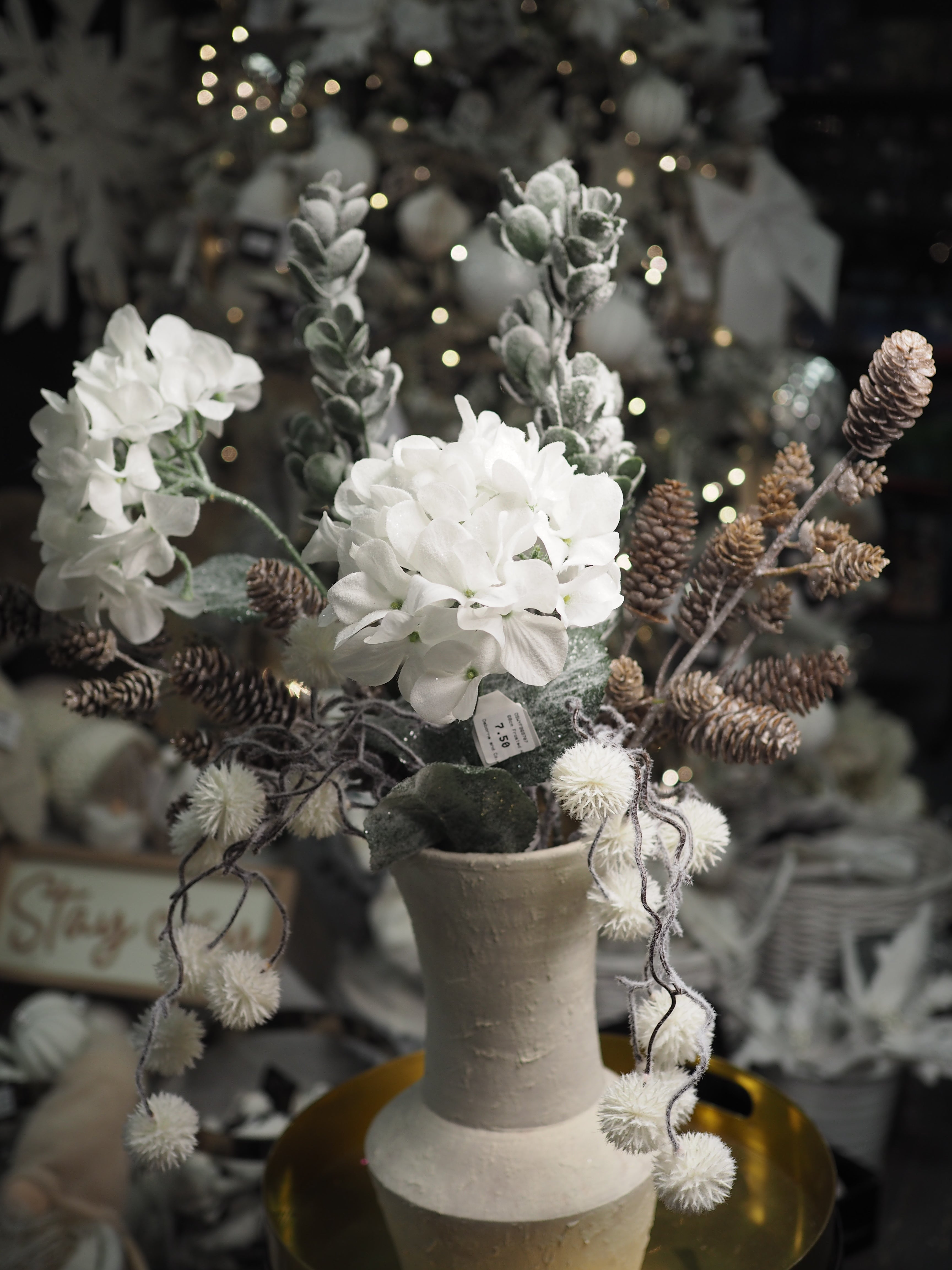 Frosted pinecones floral bouquet