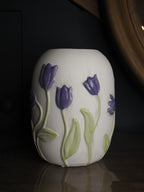Purple tulip stoneware vase