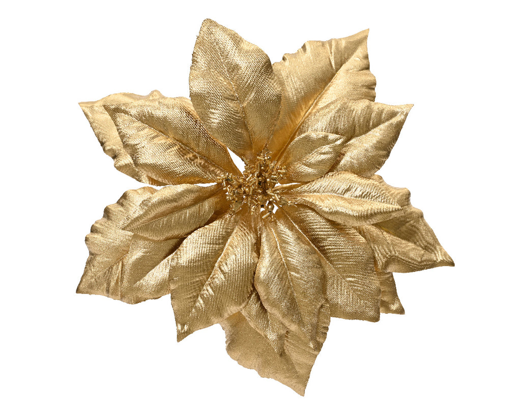 Clip On Gold Poinsettia with Sequin Centre