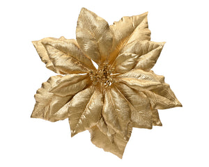 Clip On Gold Poinsettia with Sequin Centre