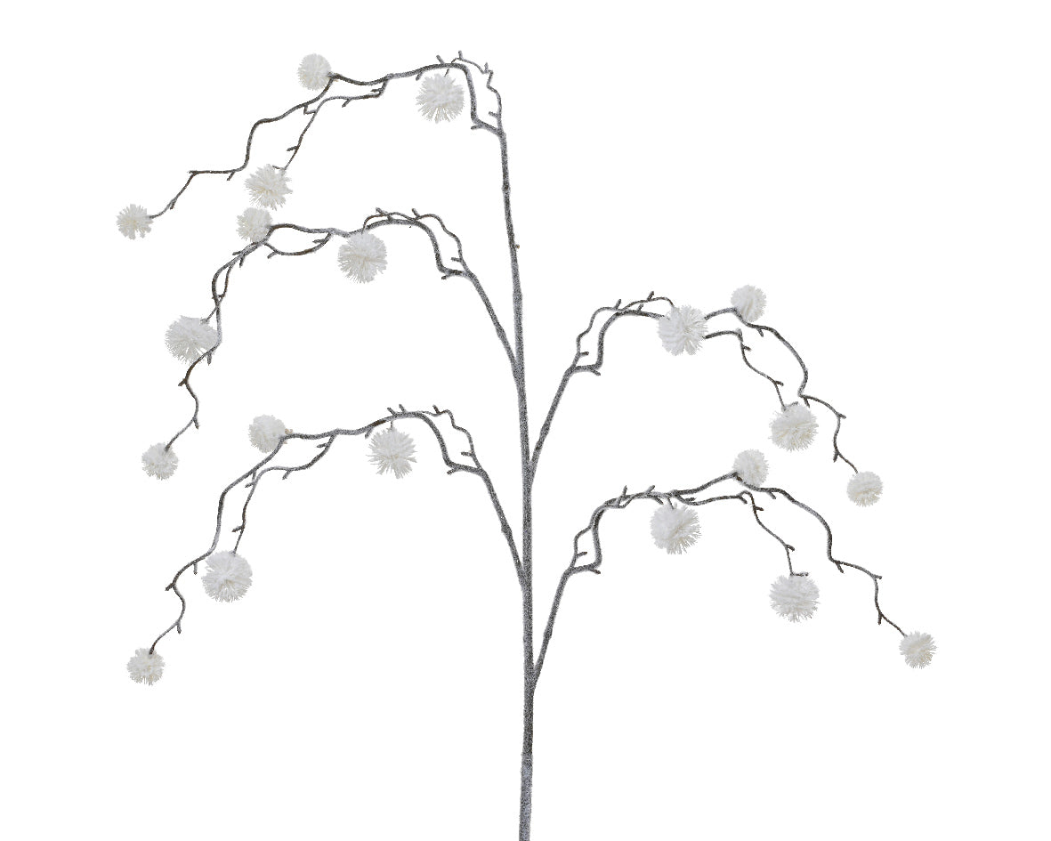 White flocked cotton ball spray