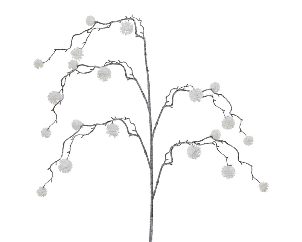White flocked cotton ball spray