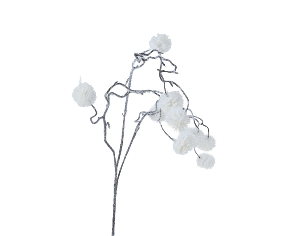 White Flocked Cotton Ball Stem