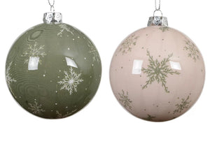Snowflake Baubles Green / Cream