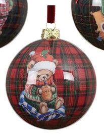Teddy baubles with tartan design