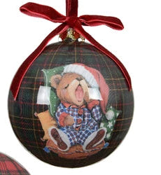 Teddy baubles with tartan design