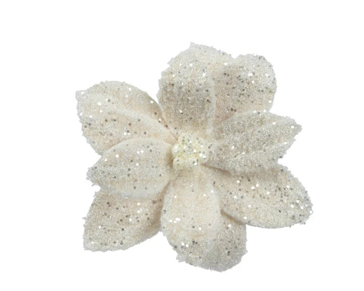 Cream Christmas Sparkle Poinsettia