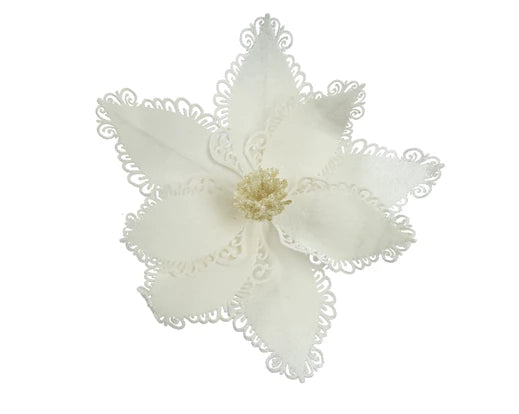 Poinsettia Cream Lace Edge on Clip
