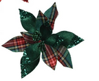 Tartan poinsettia flower clips