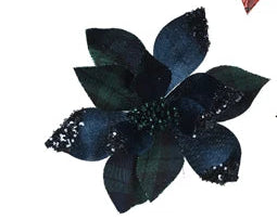 Tartan poinsettia flower clips