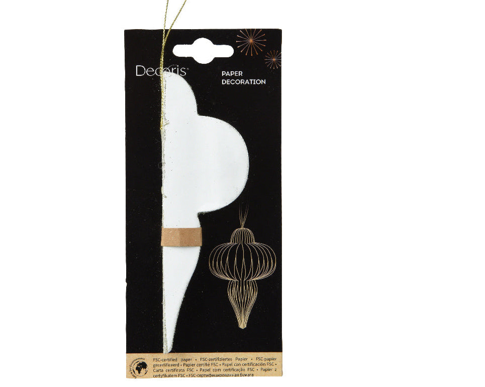 White ornamental shape paper hanging dec (15cmH)