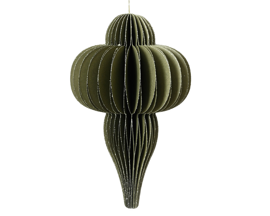 Green Ornamental Shape Paper Hanging Dec - 15cm High