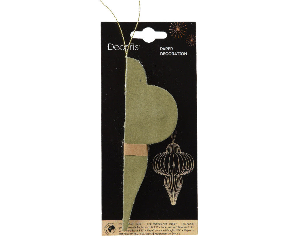 Green Ornamental Shape Paper Hanging Dec - 15cm High