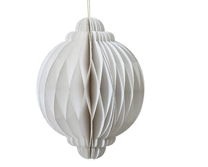 White onion shape paper hanging dec - 20cm High