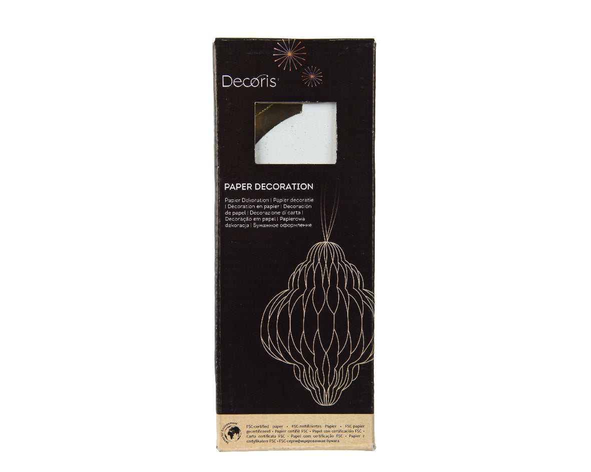 White onion shape paper hanging dec - 20cm High