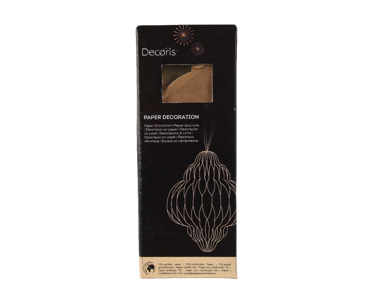 Brown Onion Shaped Paper Hanging Dec - 20cm H