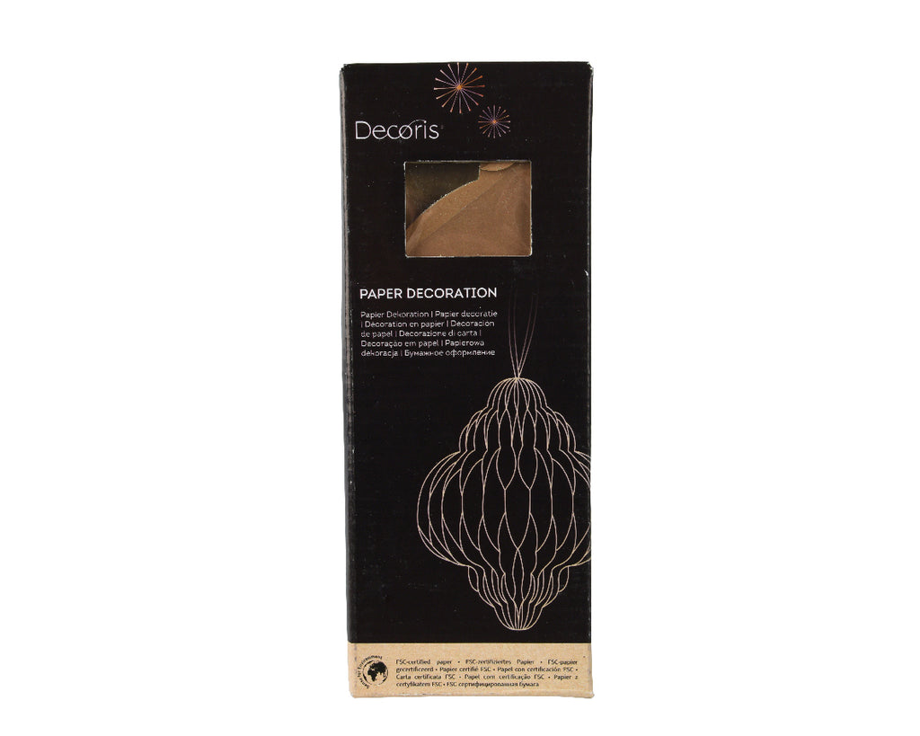 Brown Onion Shaped Paper Hanging Dec - 20cm H