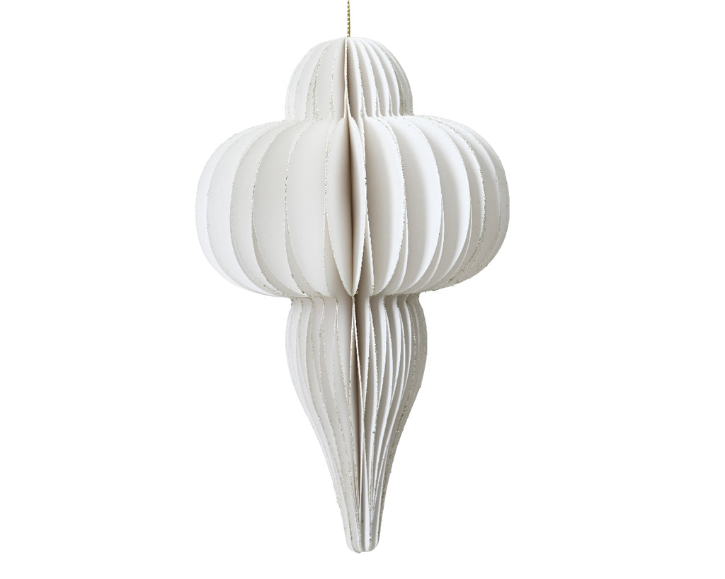 White Ornamental Shape Paper Hanging Dec - 20cm H