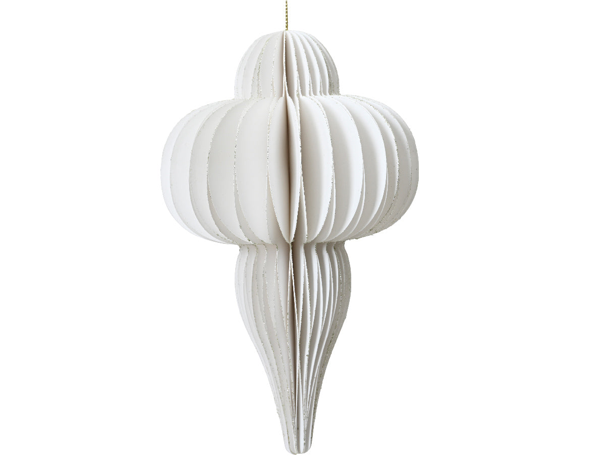 White Ornamental Shape Paper Hanging Dec - 20cm H