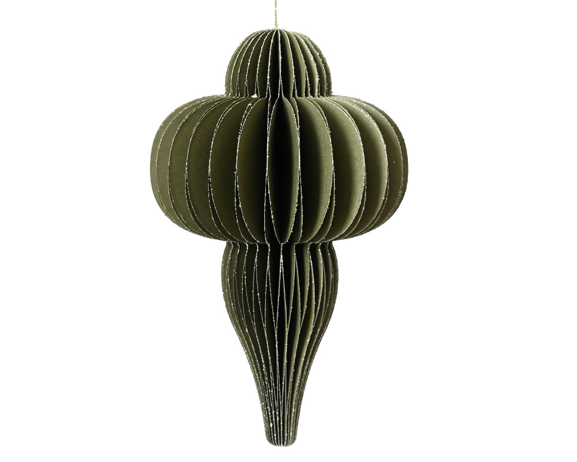 Green Ornamental Shape Paper Hanging Dec - 20cm High