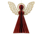 Burgundy paper angel hanging dec