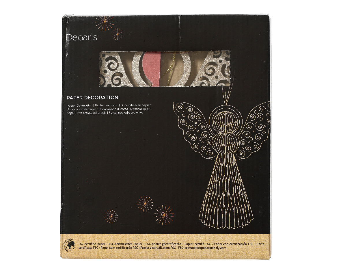 Burgundy paper angel hanging dec